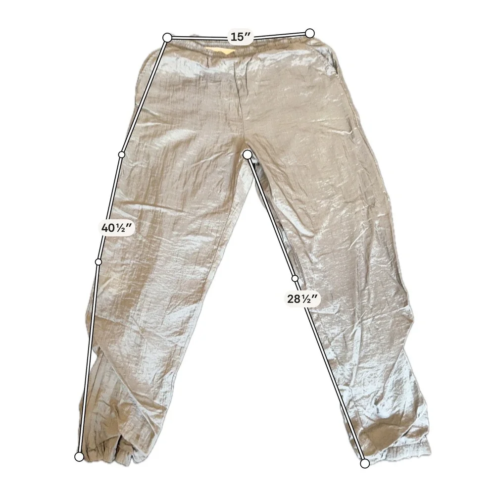 Pierre Cardin Track Pants Mens M Silver‎ Excellent Vintage Trilobal Nylon Jogger